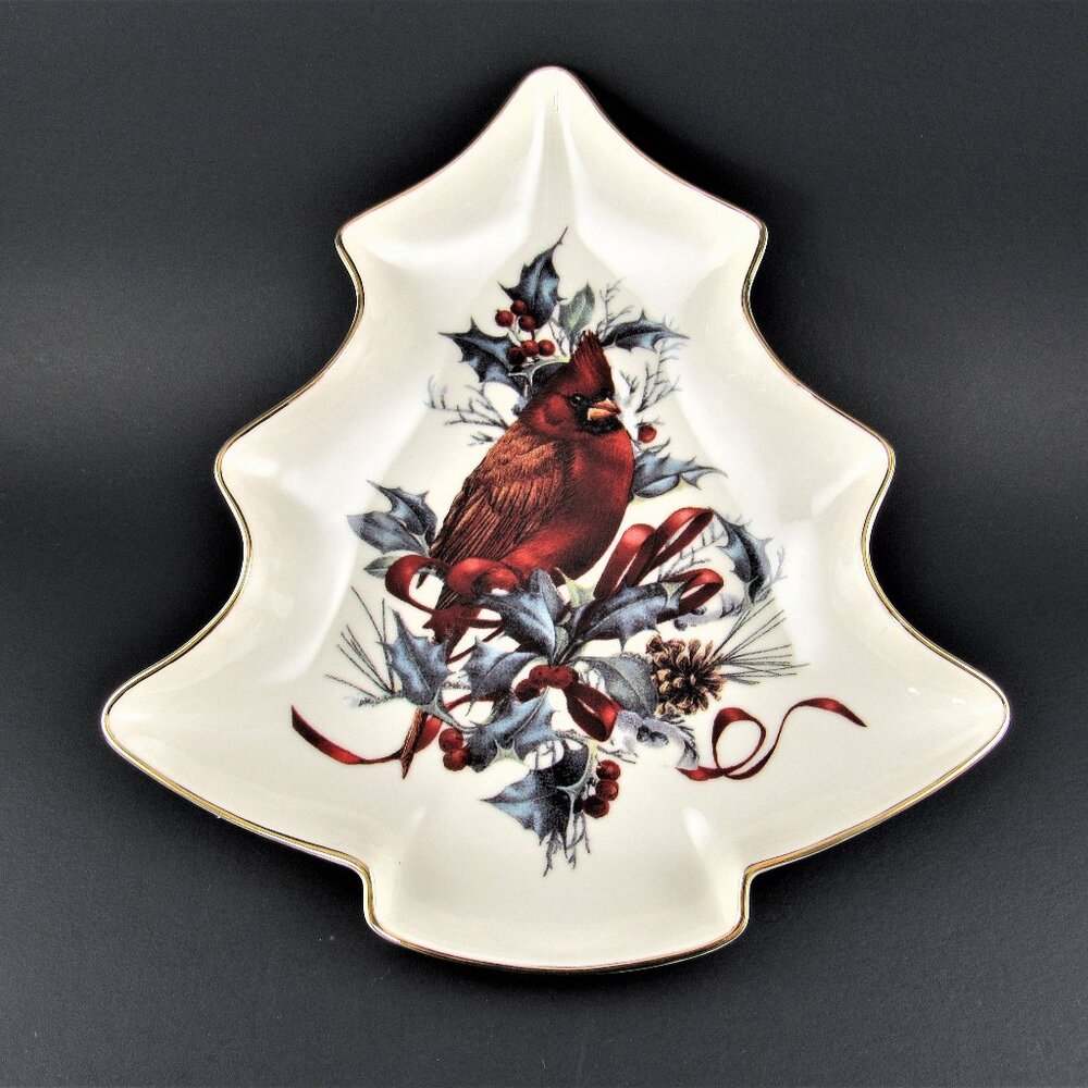 Lenox WINTER GREETINGS Christmas Tree Shaped Plate Candy Dish (E12)